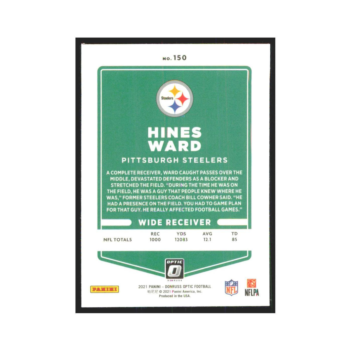 2021 Donruss Optic Hines Ward Steelers #150
