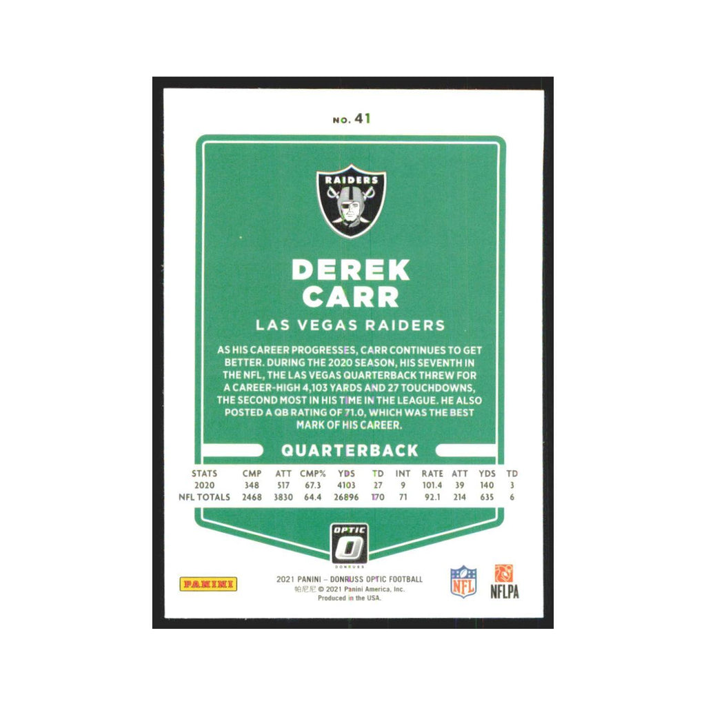 2021 Donruss Optic Derek Carr Raiders #41
