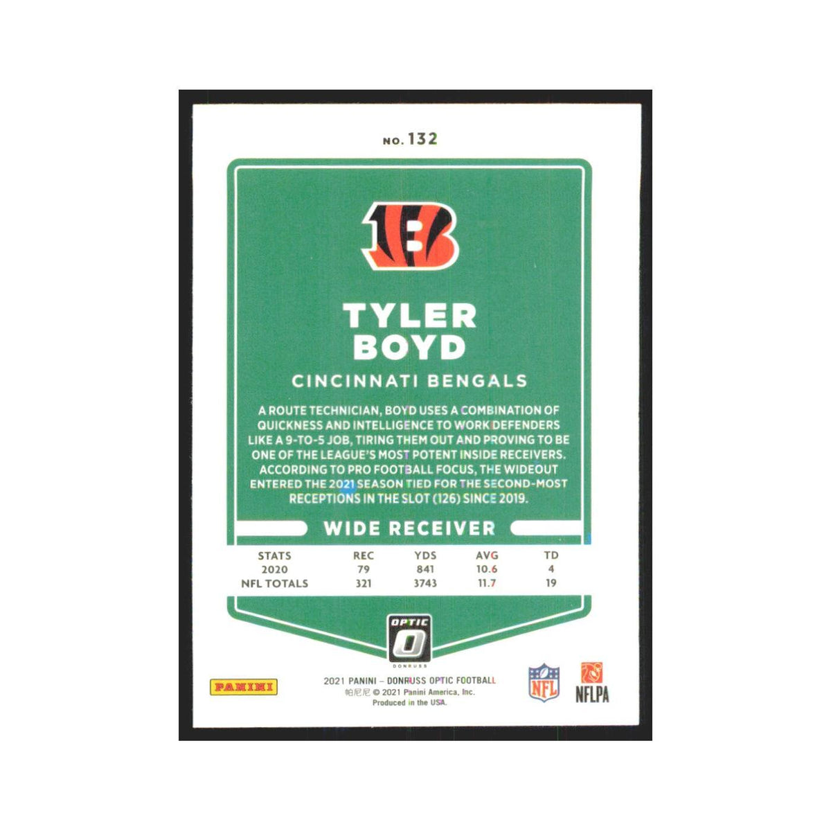 2021 Donruss Optic Tyler Boyd Bengals #132