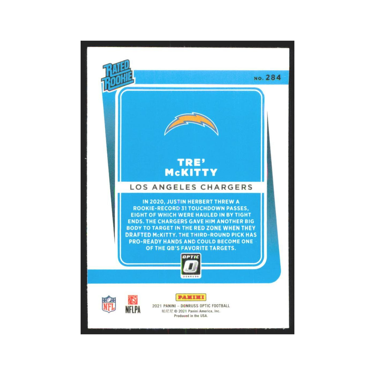 2021 Donruss Optic Tre' McKitty Chargers #284