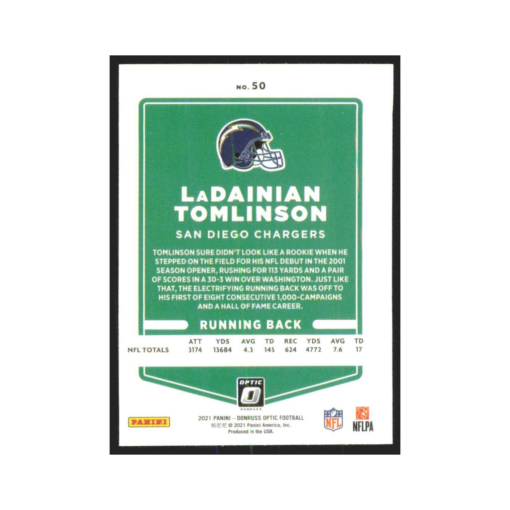 2021 Donruss Optic LaDainian Tomlinson San Diego Chargers #50
