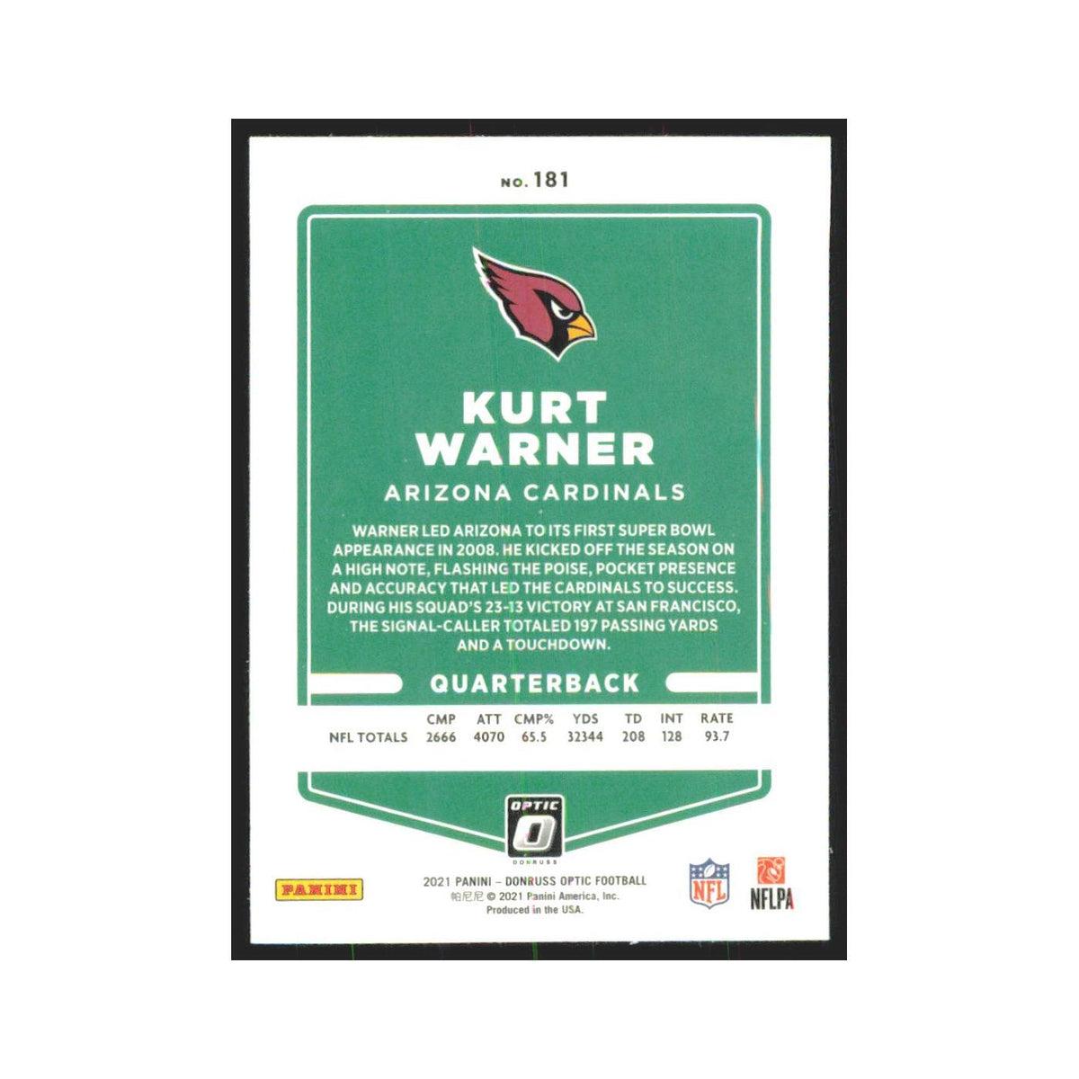 2021 Donruss Optic Kurt Warner Cardinals #181