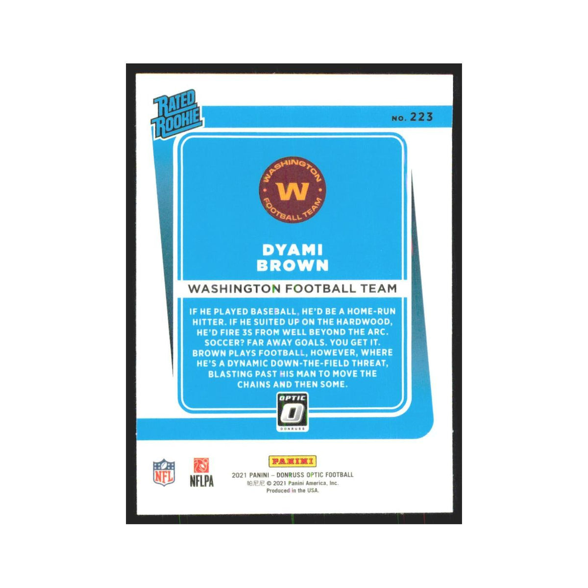 2021 Donruss Optic Dyami Brown RC Washington Football Team #223