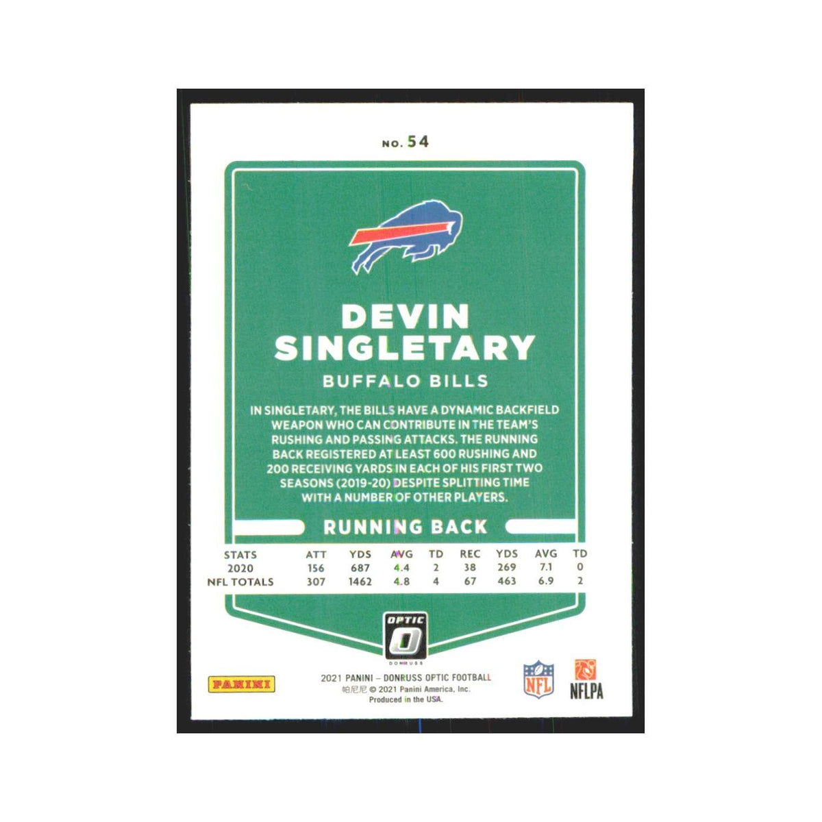 2021 Donruss Optic Devin Singletary Bills #54