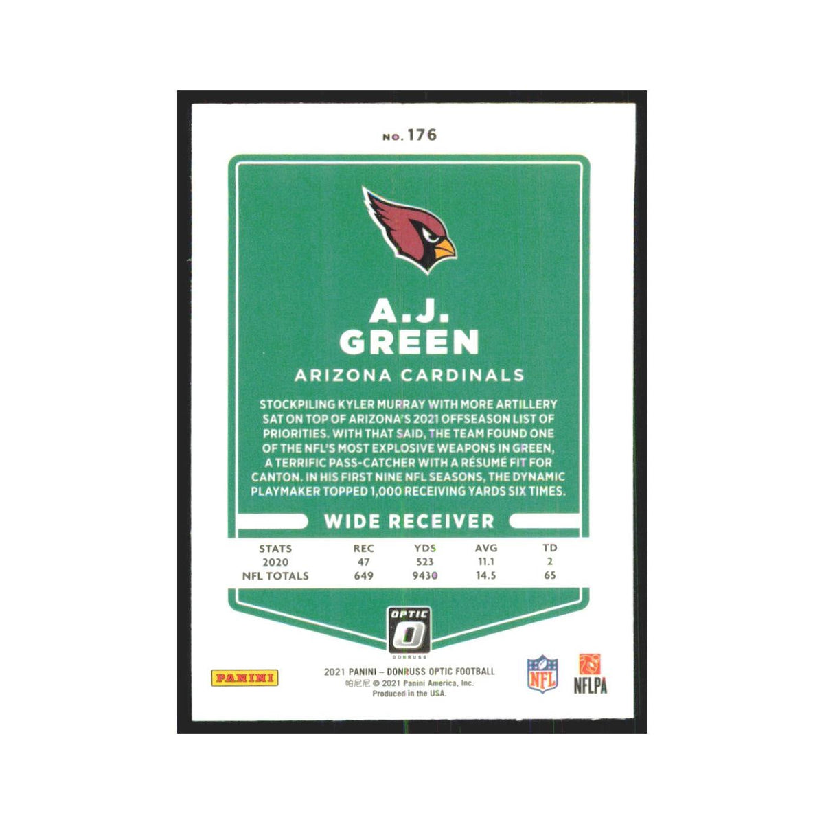 2021 Donruss Optic A.J. Green Cardinals #176