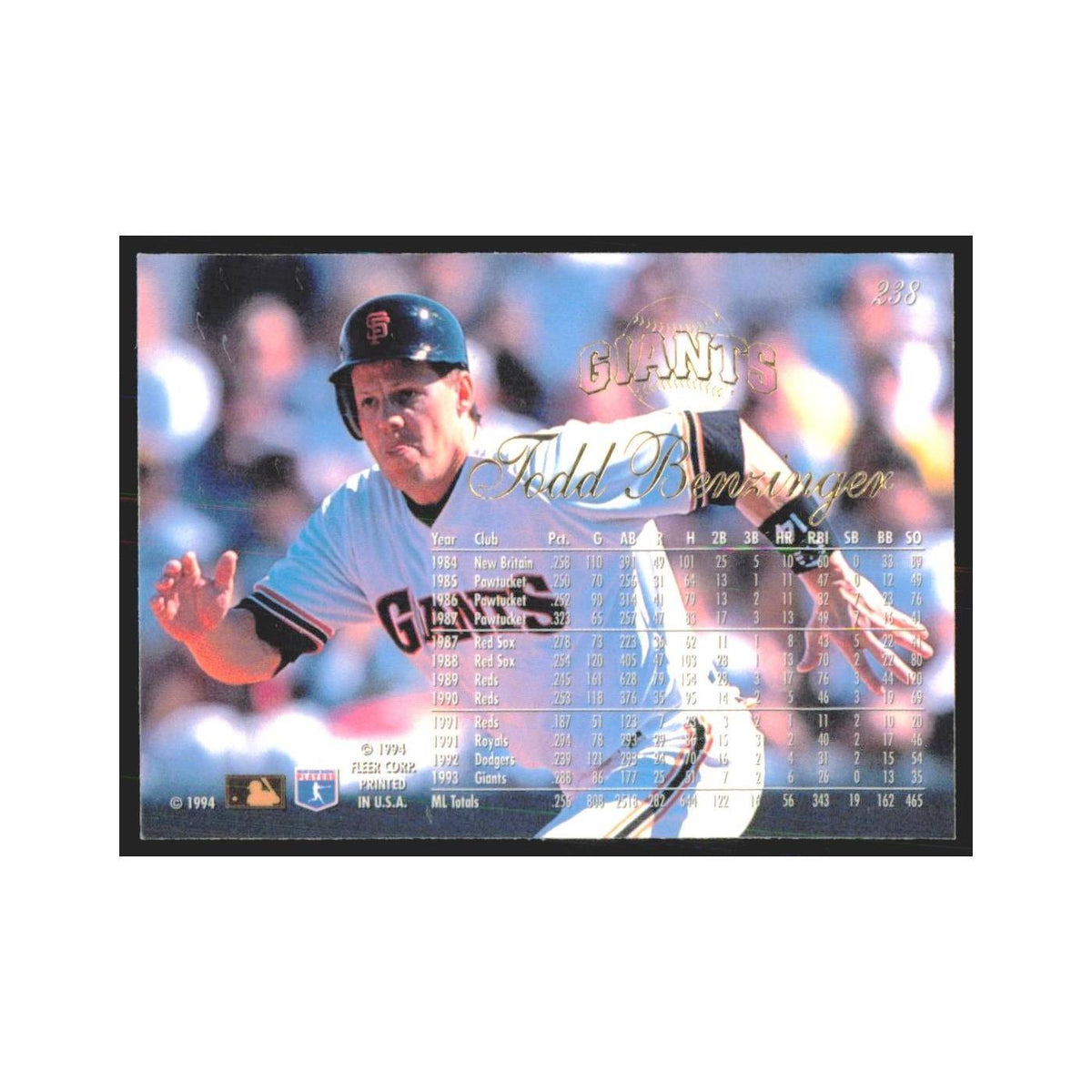 1994 Flair Todd Benzinger Giants #238.0