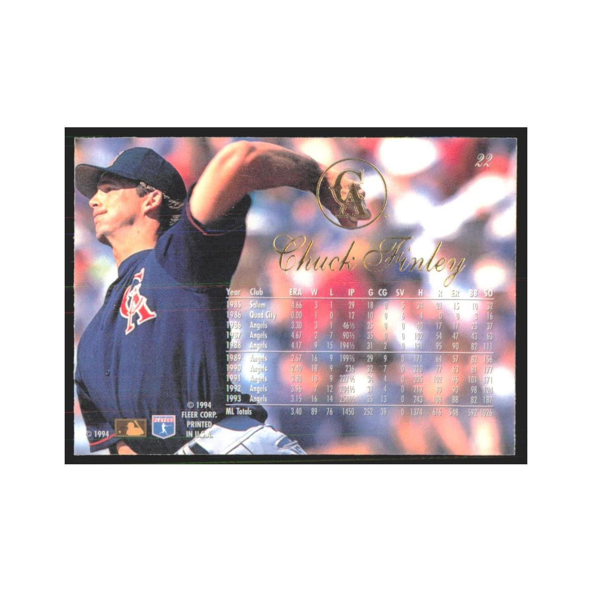 1994 Flair Chuck Finley Angels #22.0
