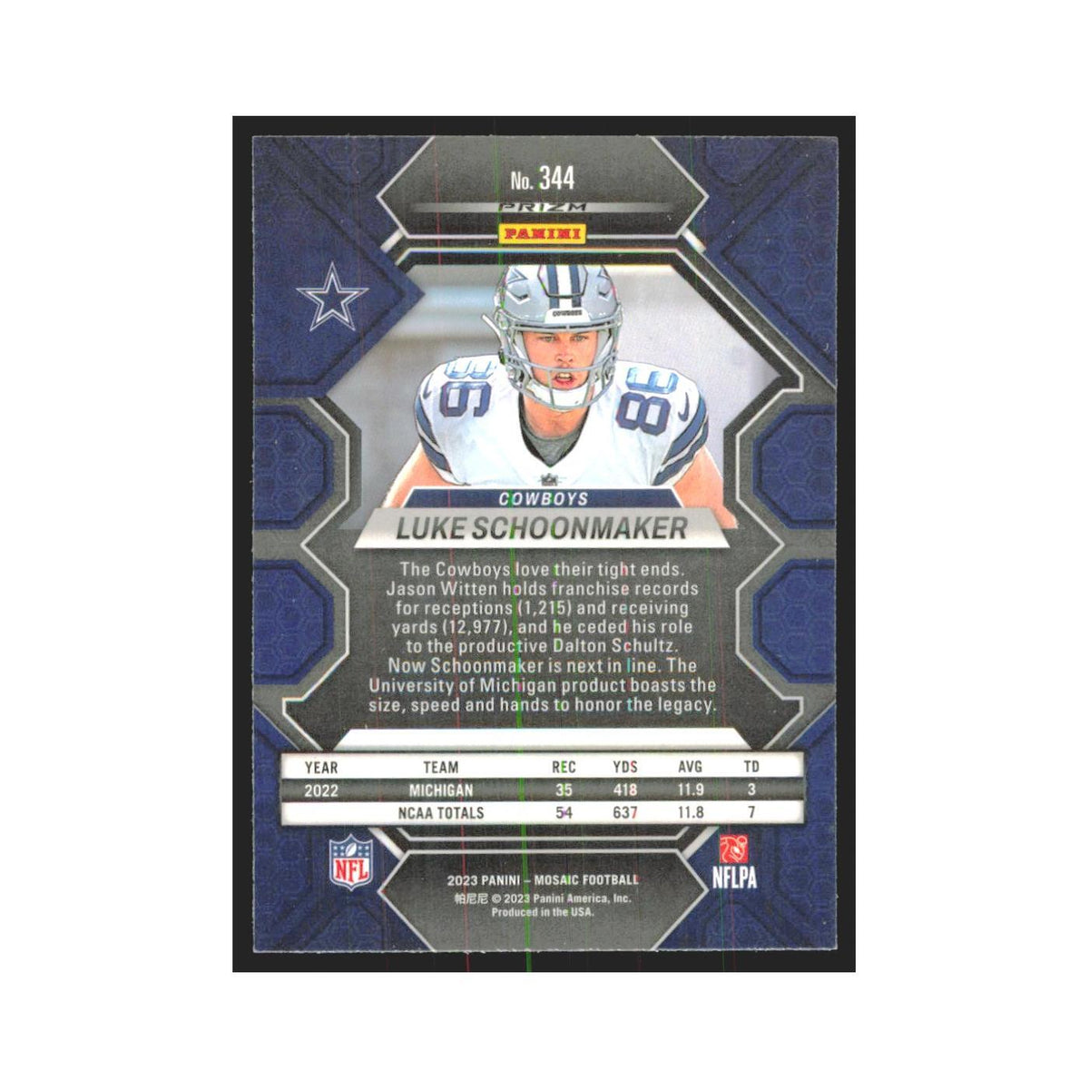 2023 Mosaic Luke Schoonmaker RC Cowboys #344