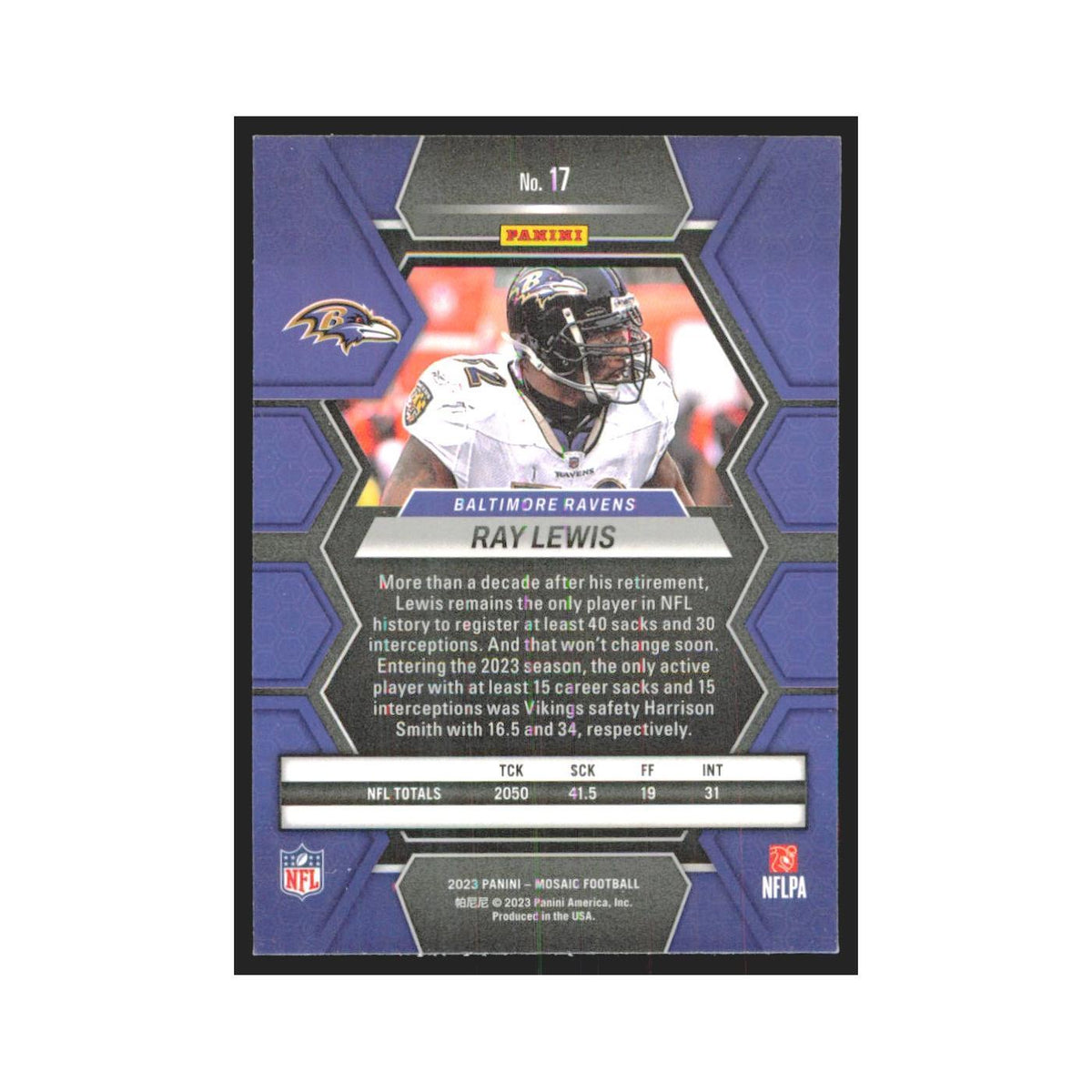 2023 Mosaic Ray Lewis Ravens #17