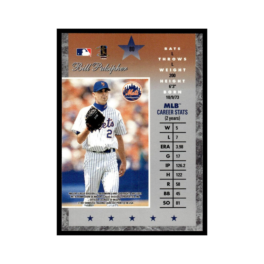 Bill Pulsipher 1997 Donruss Elite #80 New York Mets Baseball Card NM