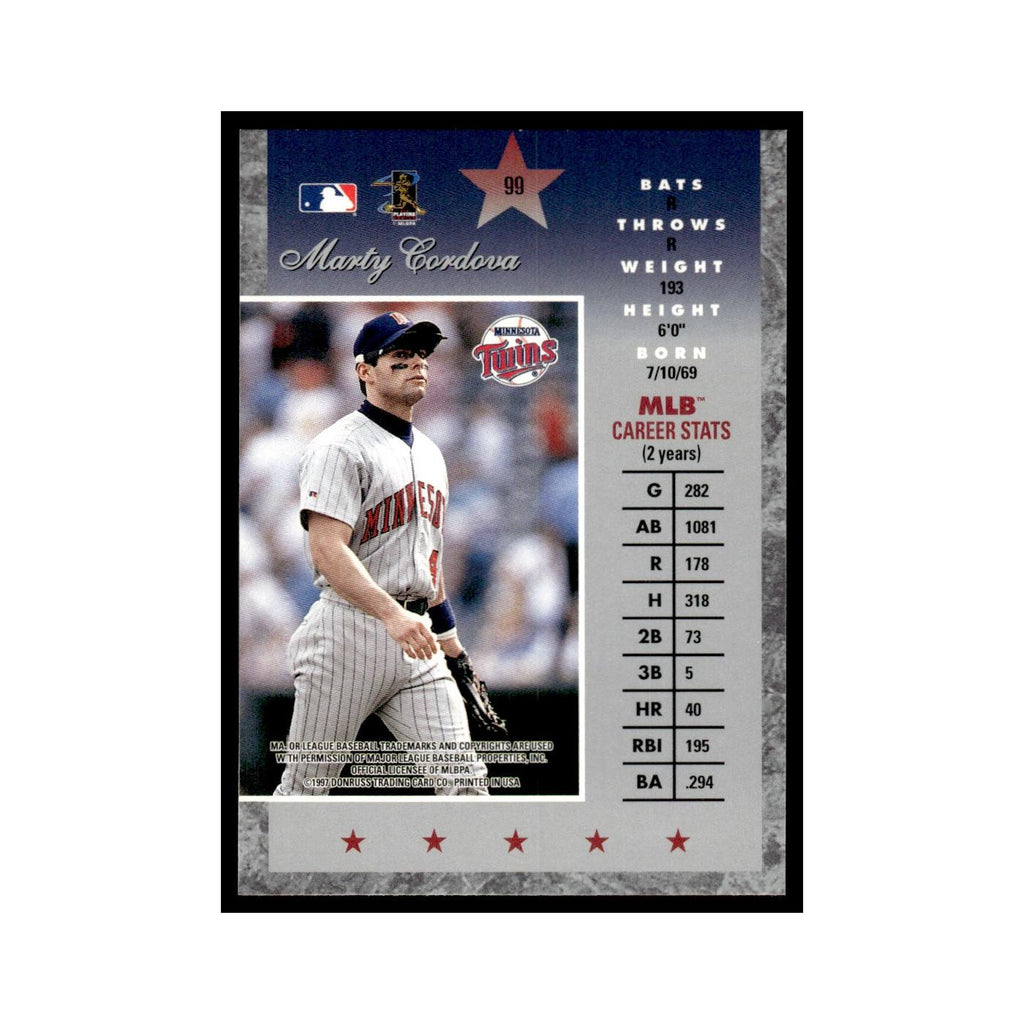 Marty Cordova 1997 Donruss Elite #99 Minnesota Twins Baseball Card NM