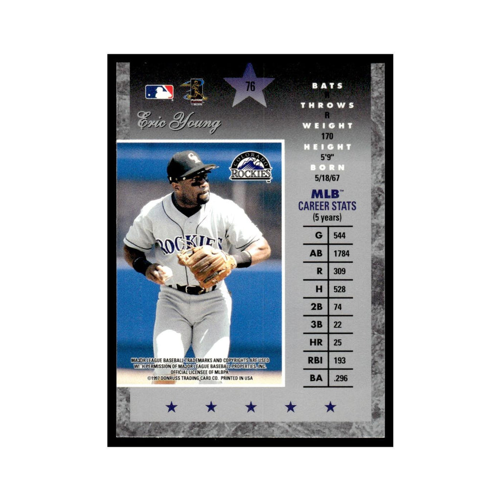 Eric Young 1997 Donruss Elite #76 Colorado Rockies Baseball Card NM