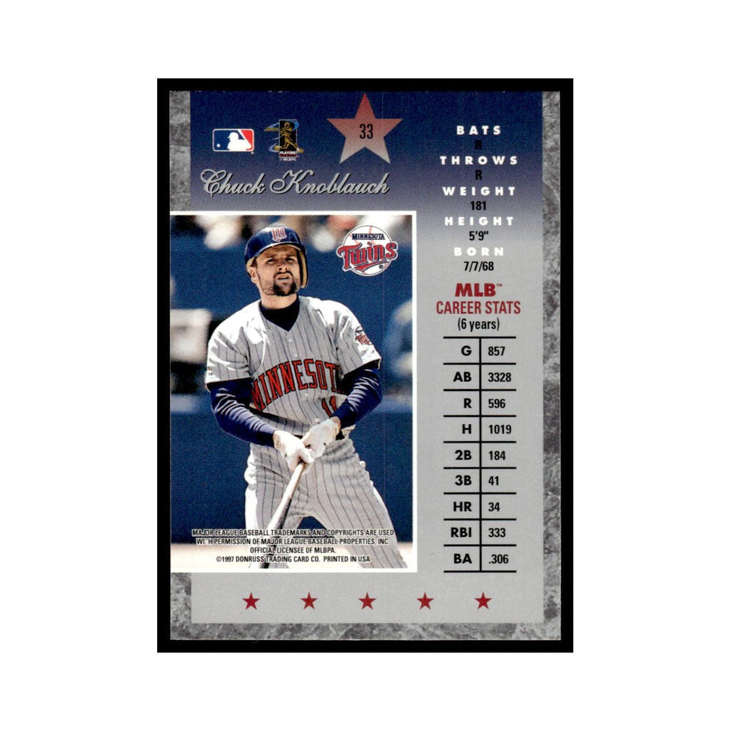 Chuck Knoblauch 1997 Donruss Elite #33 Minnesota Twins Baseball Card NM