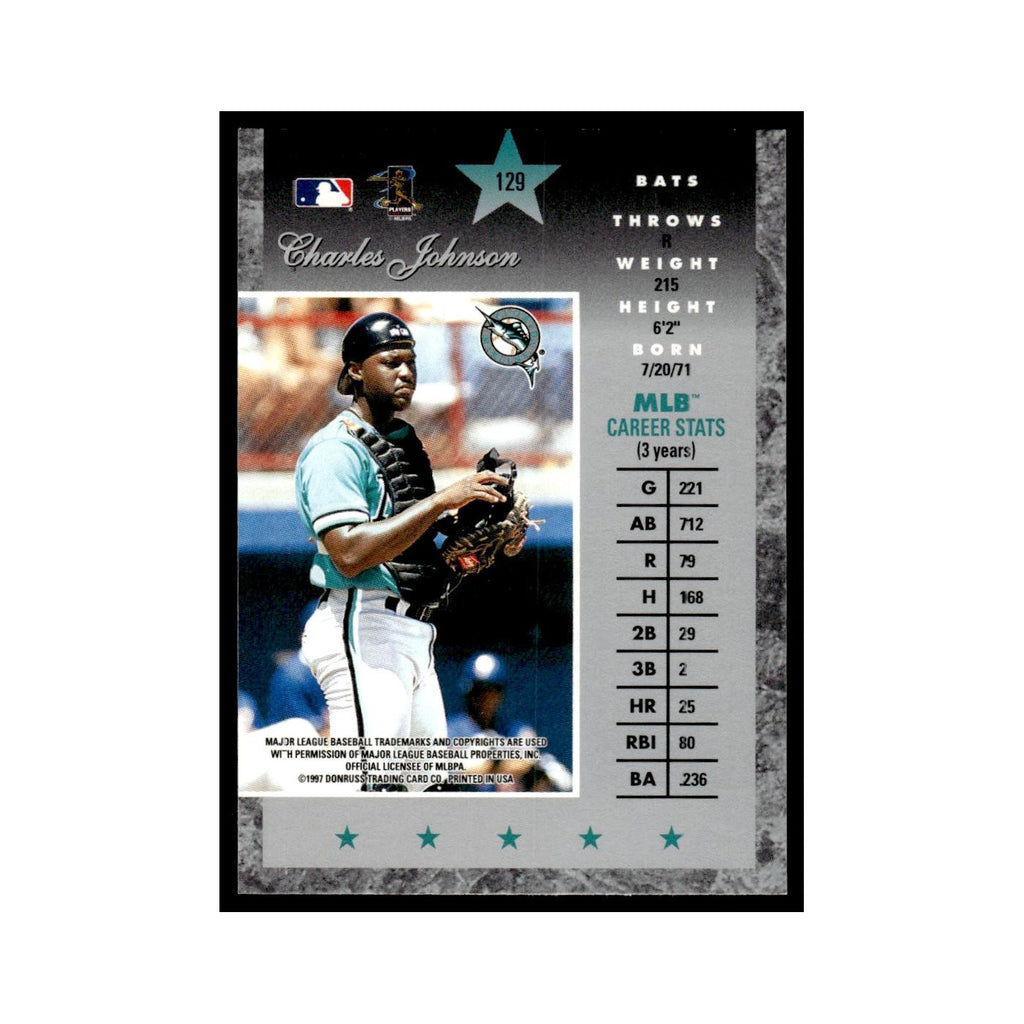 Charles Johnson 1997 Donruss Elite #129 Florida Marlins Baseball Card NM