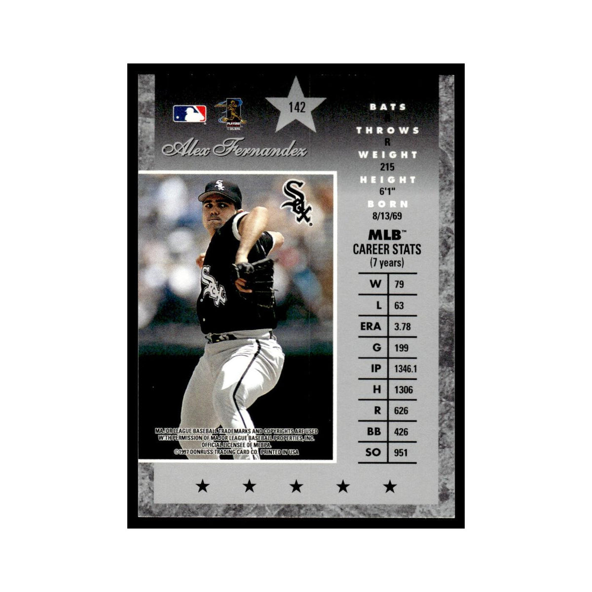 Alex Fernandez 1997 Donruss Elite #142 Chicago White Sox Baseball Card NM