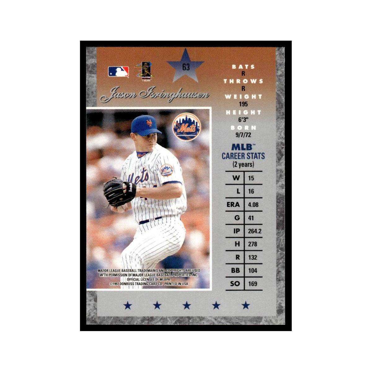 Jason Isringhausen 1997 Donruss Elite #63 New York Mets Baseball Card NM