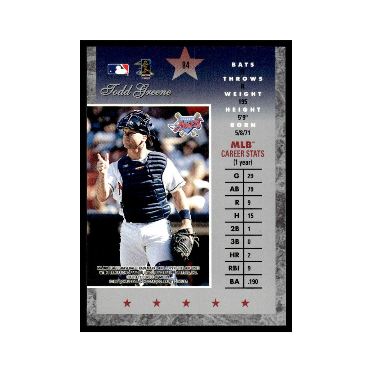 Todd Greene 1997 Donruss Elite #84 Anaheim Angels Baseball Card NM