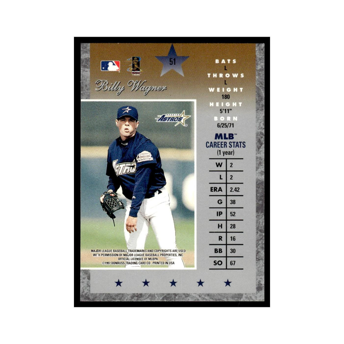 Billy Wagner 1997 Donruss Elite #51 Houston Astros Baseball Card NM