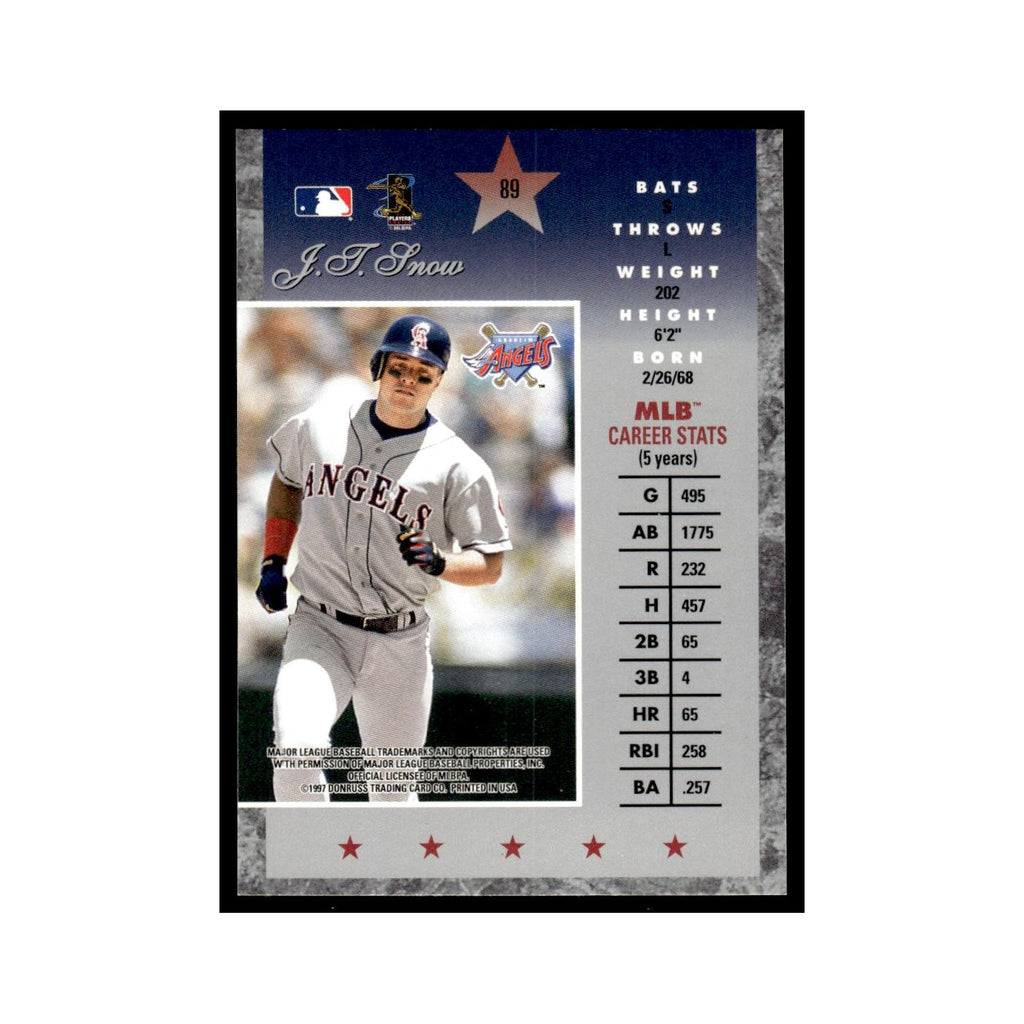 J.T. Snow 1997 Donruss Elite #89 Los Angeles Angels Baseball Card NM