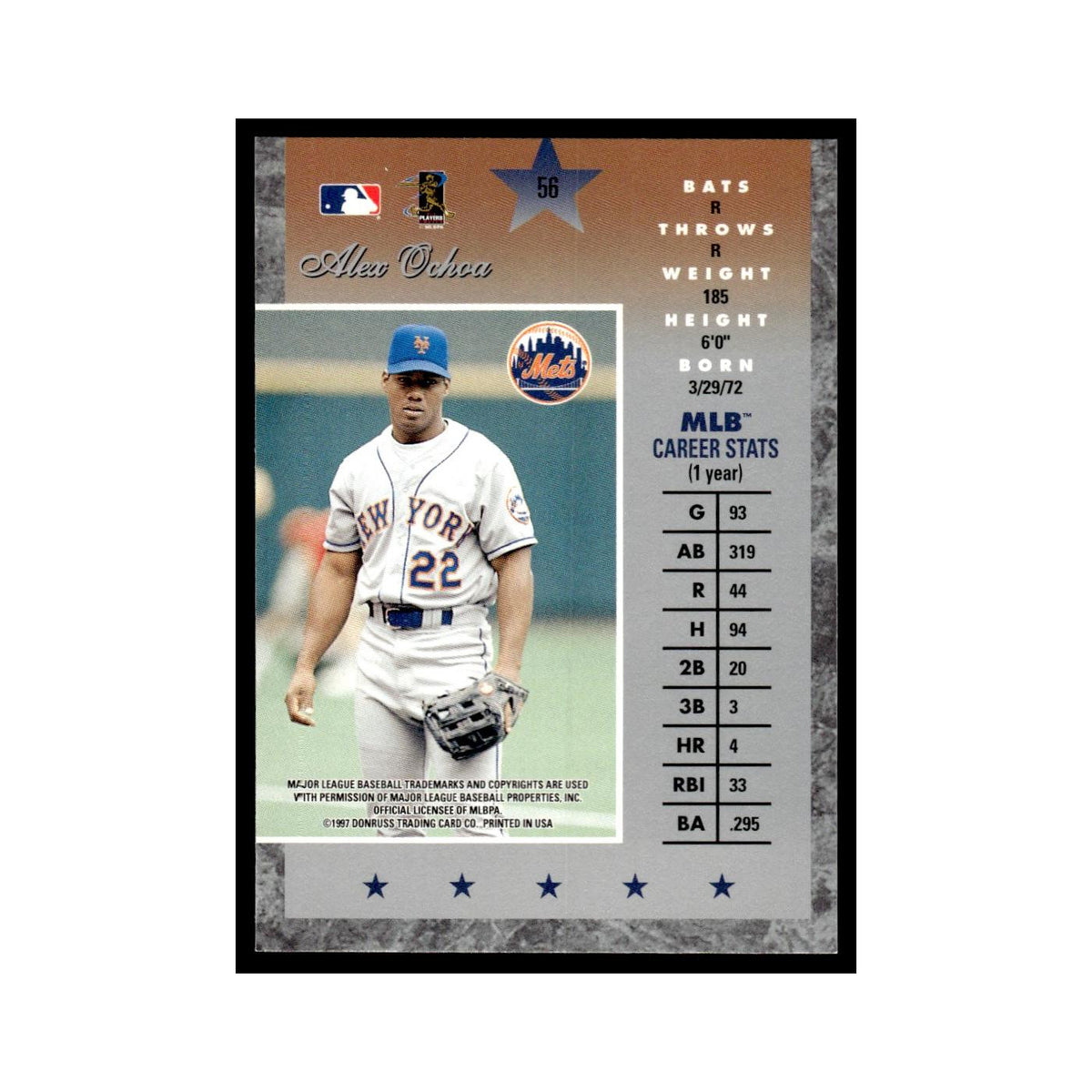 Alex Ochoa 1997 Donruss Elite #56 New York Mets Baseball Card NM