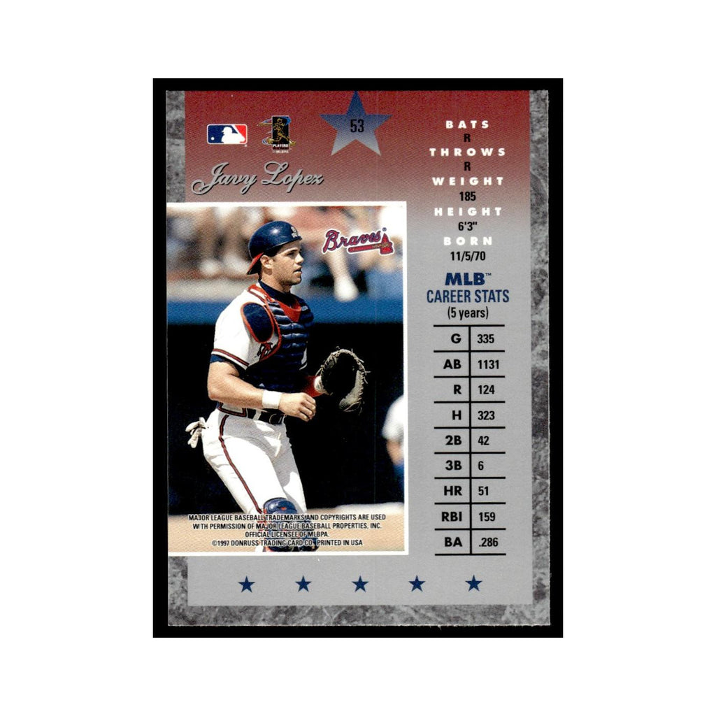 Javy Lopez 1997 Donruss Elite #53 Atlanta Braves Baseball Card NM