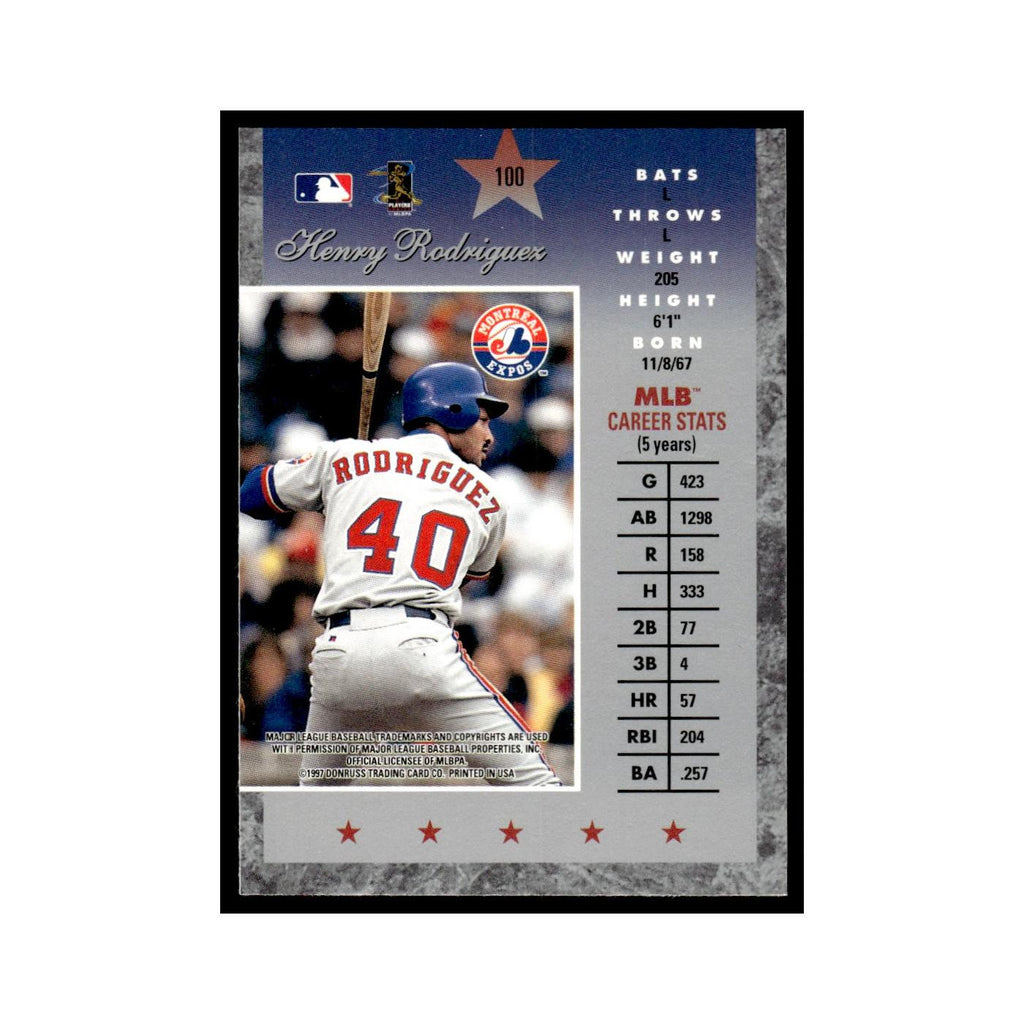 Henry Rodriguez 1997 Donruss Elite #100 Montreal Expos Baseball Card NM