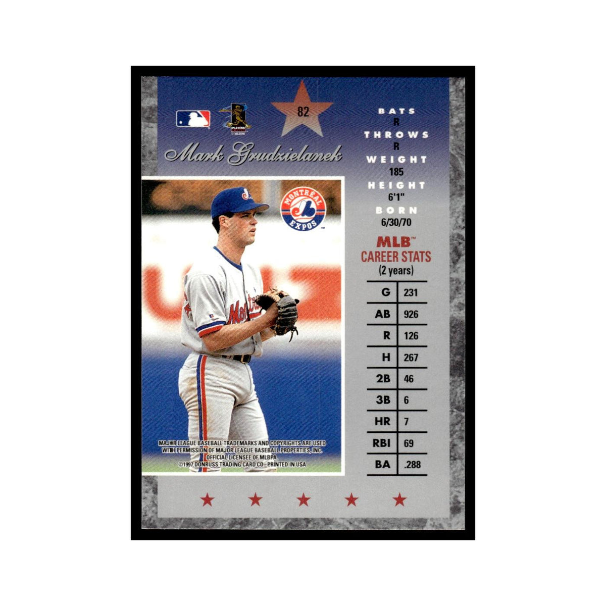 Mark Grudzielanek 1997 Donruss Elite #82 Montreal Expos Baseball Card NM