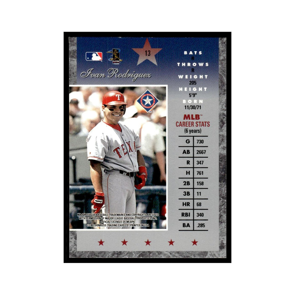 Ivan Rodriguez 1997 Donruss Elite #13 Texas Rangers Baseball Card NM