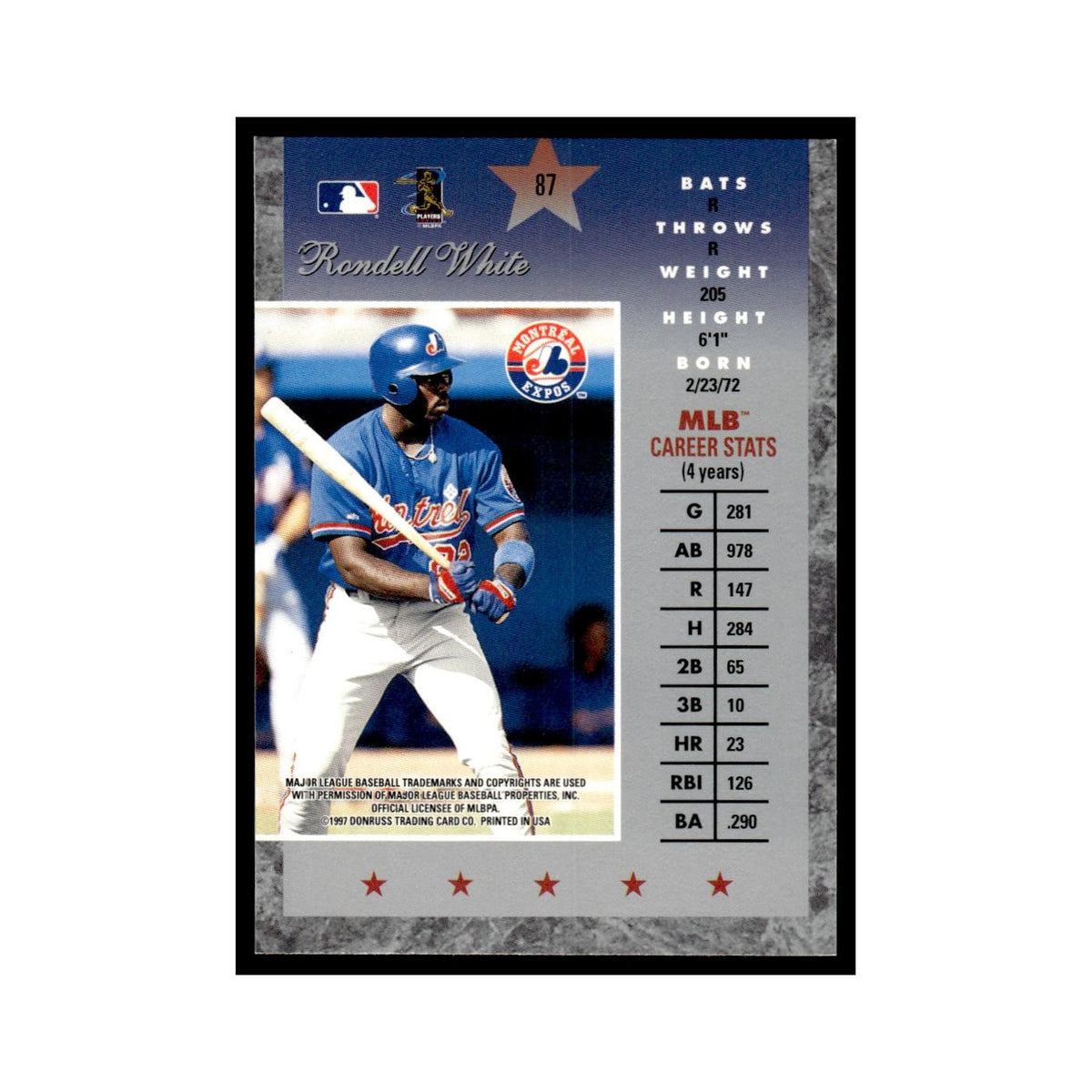 Rondell White 1997 Donruss Elite #87 Montreal Expos Baseball Card NM