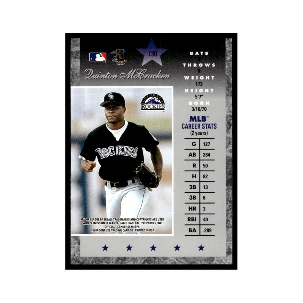 Quinton McCracken 1997 Donruss Elite #130 Colorado Rockies Baseball Card NM