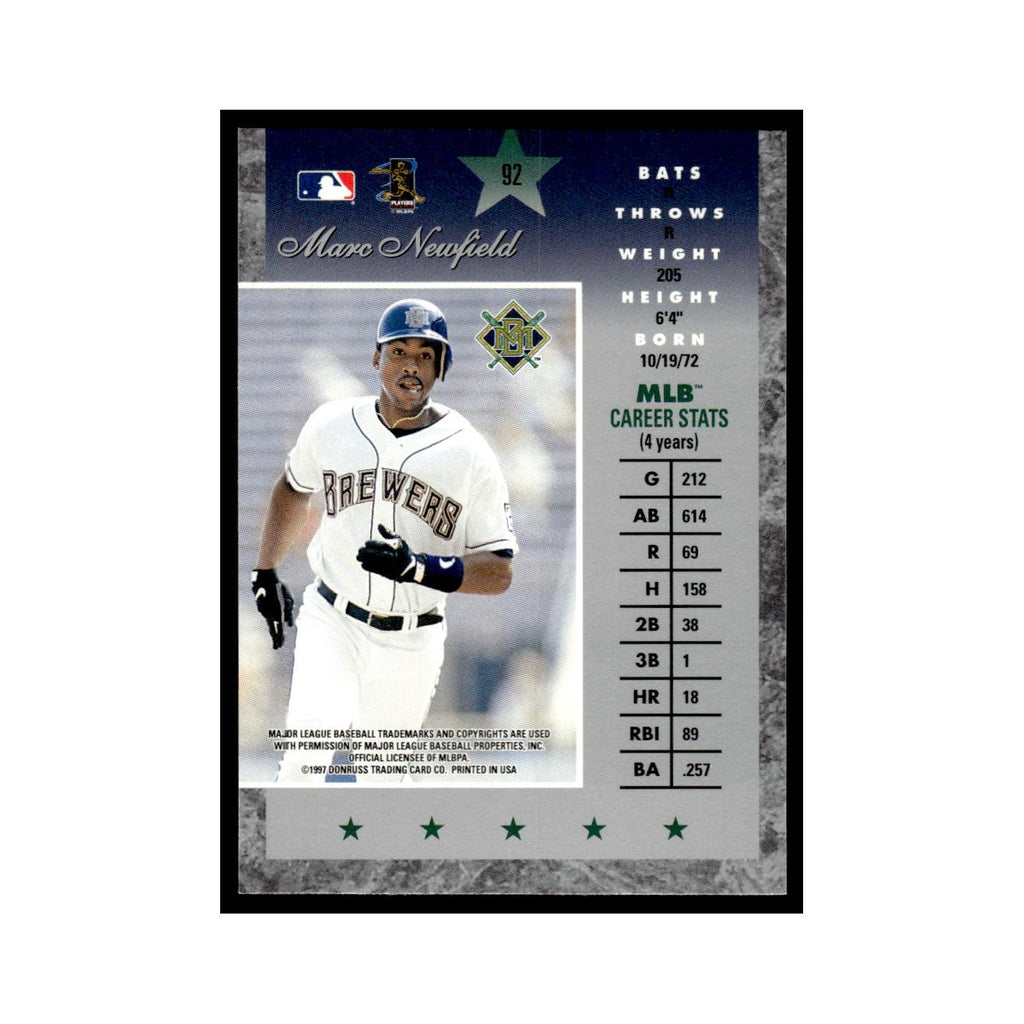 Marc Newfield 1997 Donruss Elite #92 Milwaukee Brewers Baseball Card NM