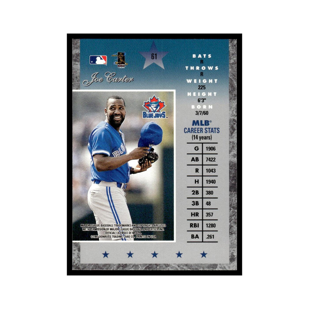 Joe Carter 1997 Donruss Elite #61 Toronto Blue Jays Baseball Card NM