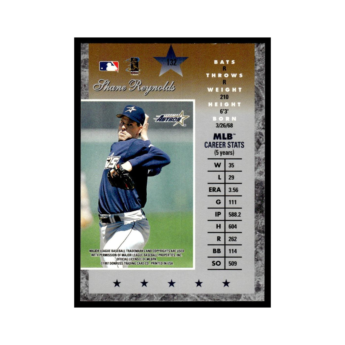 Shane Reynolds 1997 Donruss Elite #132 Houston Astros Baseball Card NM