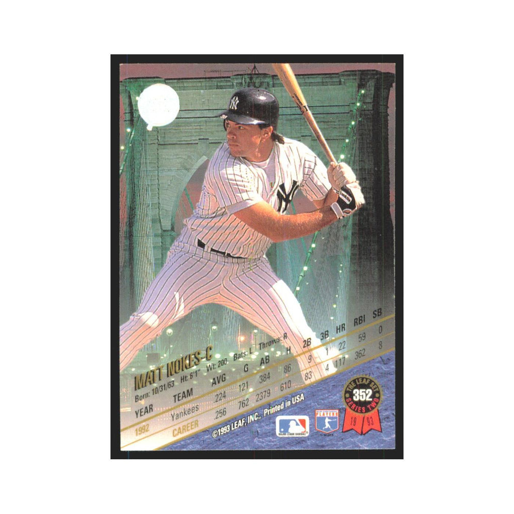 1993 Leaf Matt Nokes Yankees #352
