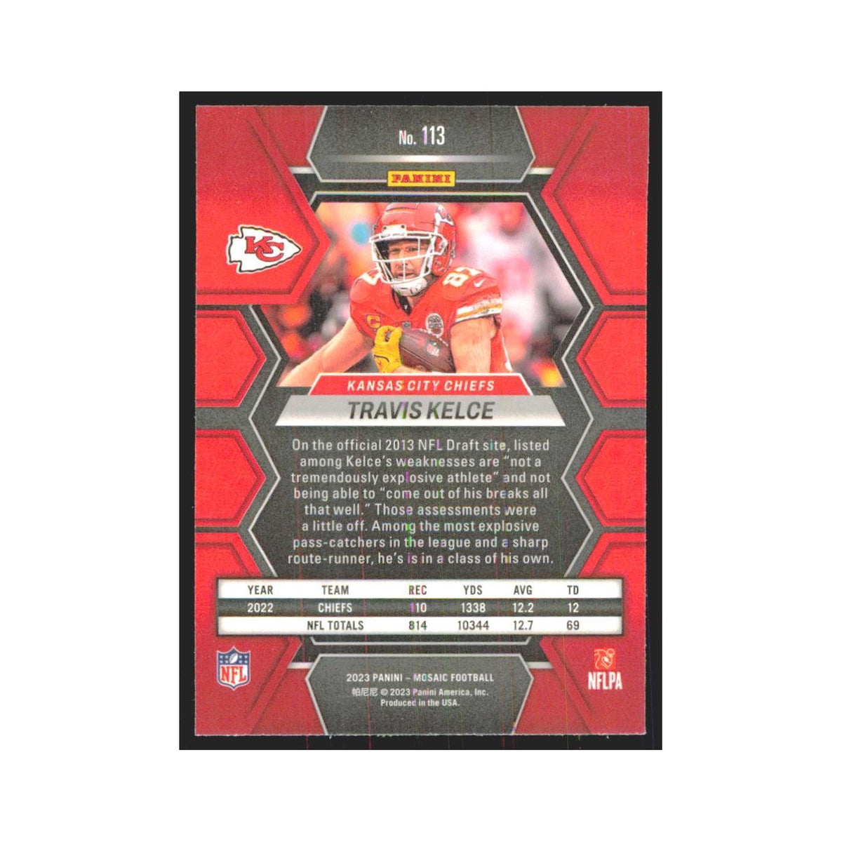 2023 Mosaic Travis Kelce Chiefs #113