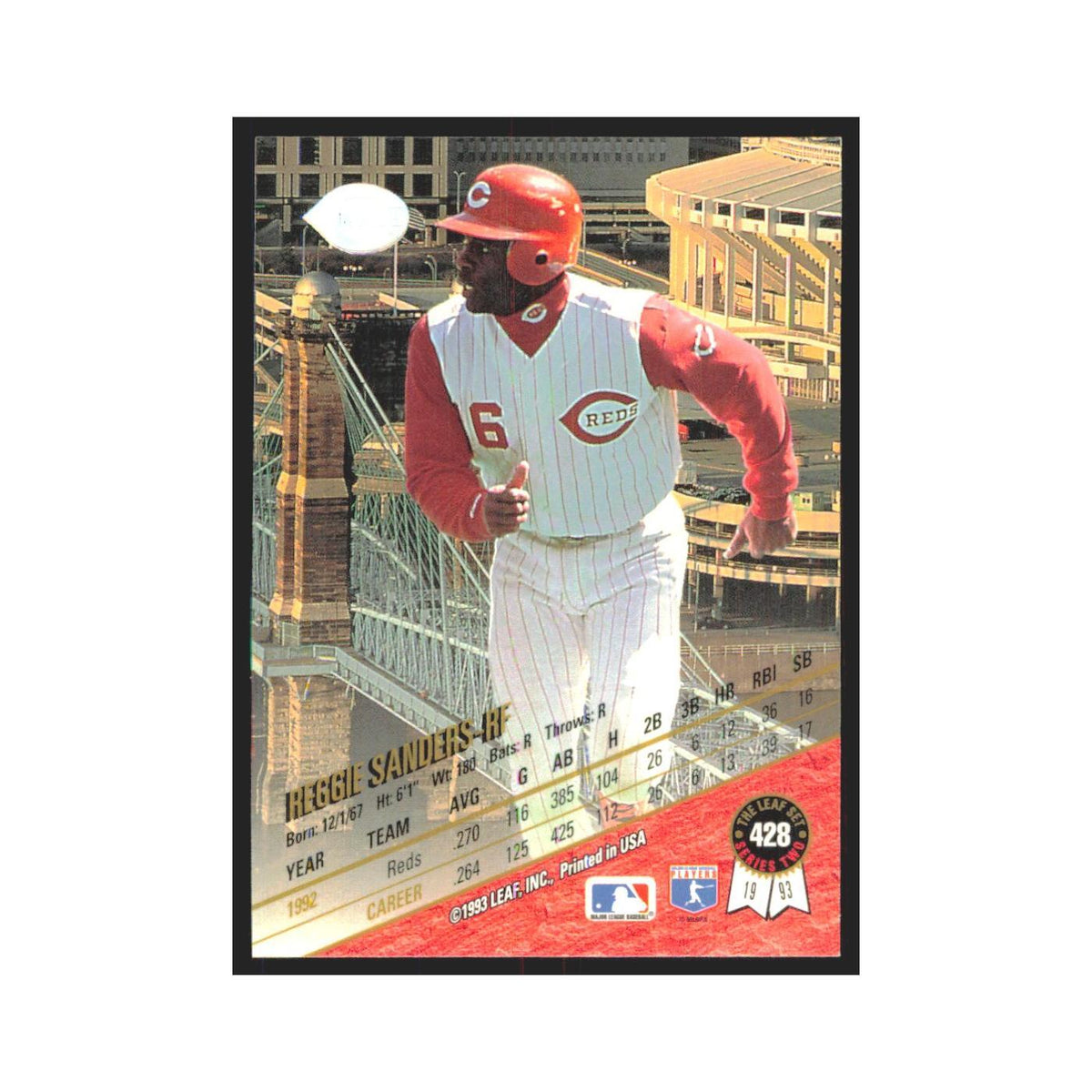 1993 Leaf Reggie Sanders Reds #428