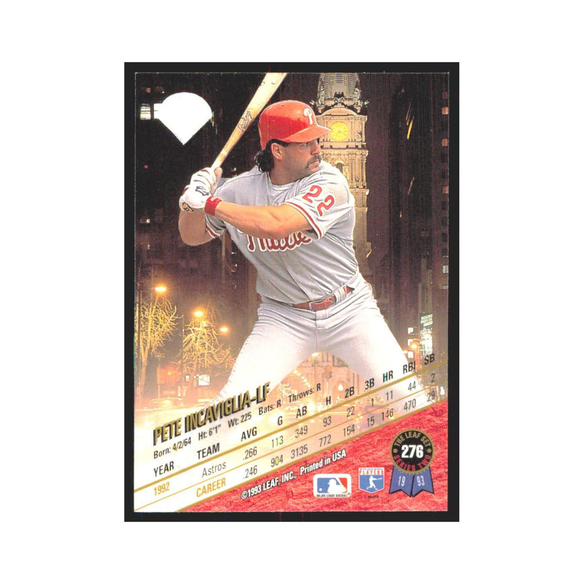 1993 Leaf Pete Incaviglia Phillies #276