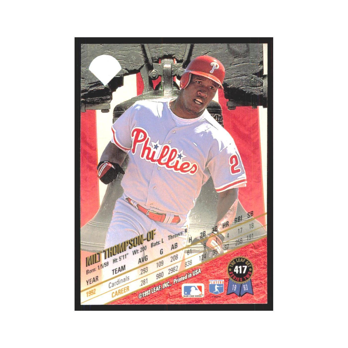 1993 Leaf Milt Thompson Phillies #417