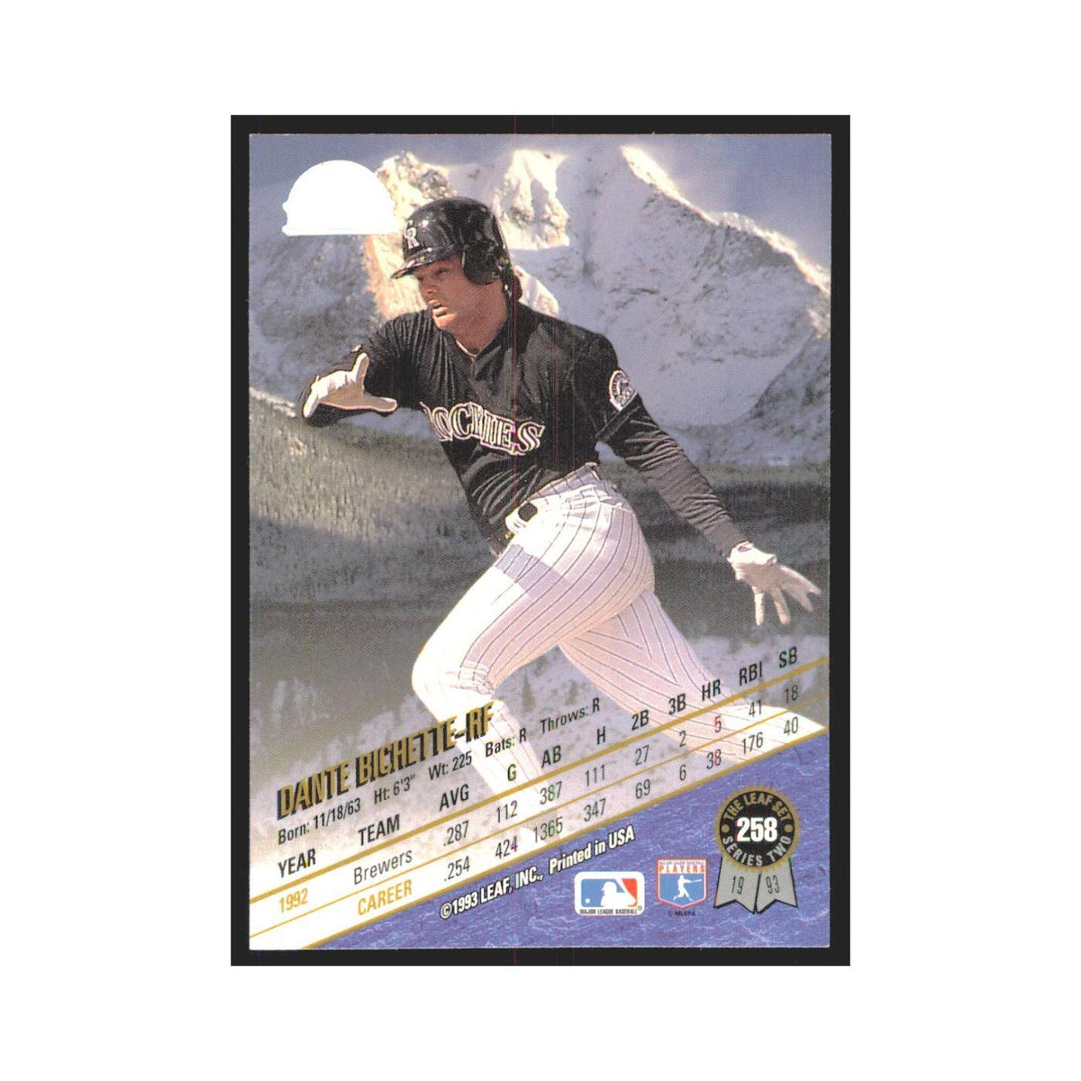 1993 Leaf Dante Bichette Rockies #258
