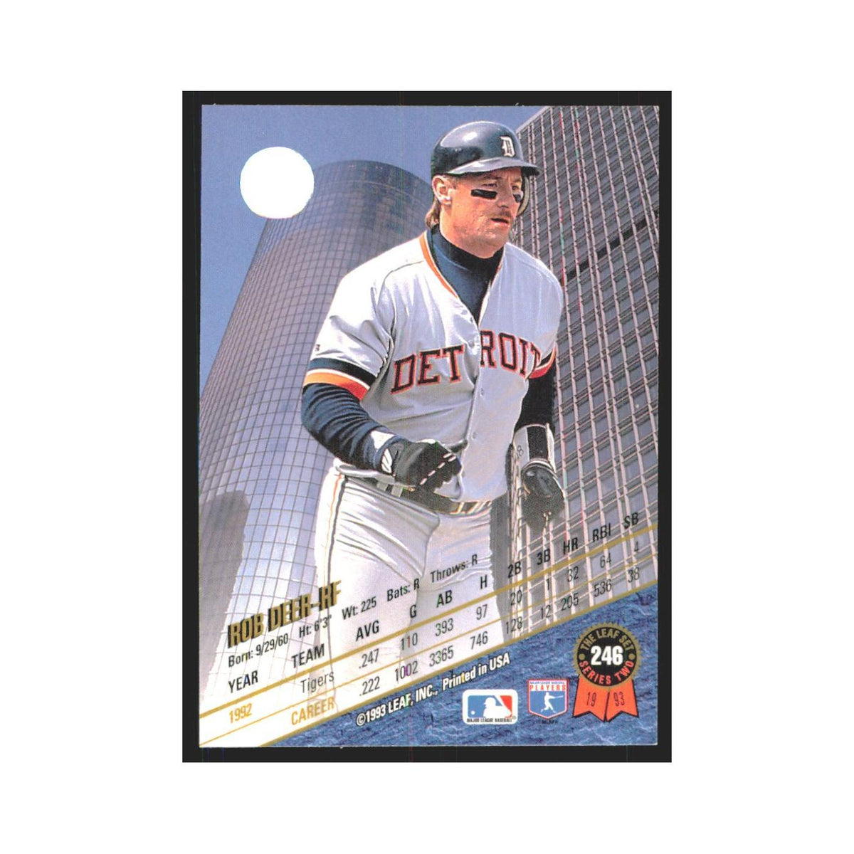 1993 Leaf Rob Deer Tigers #246