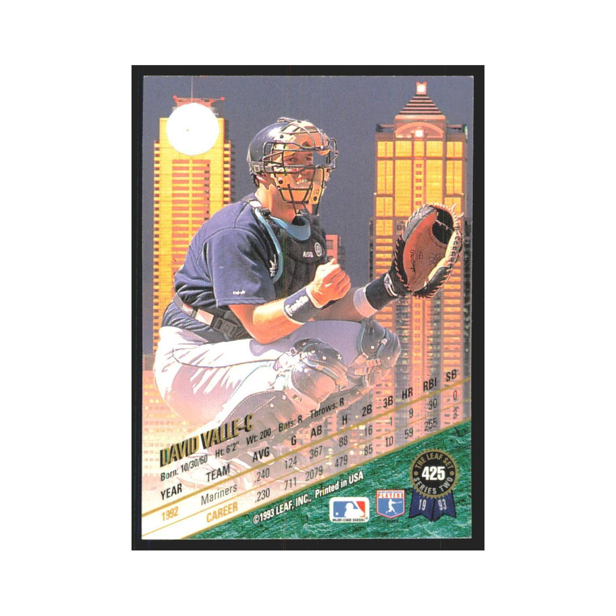 1993 Leaf David Valle Mariners #425