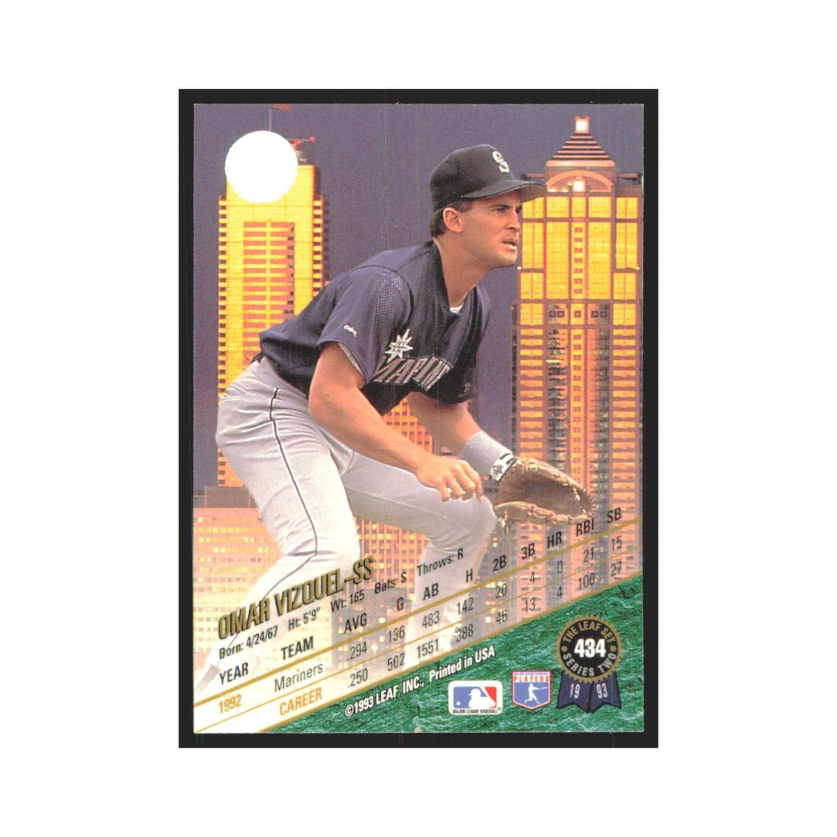 1993 Leaf Omar Vizquel Mariners #434