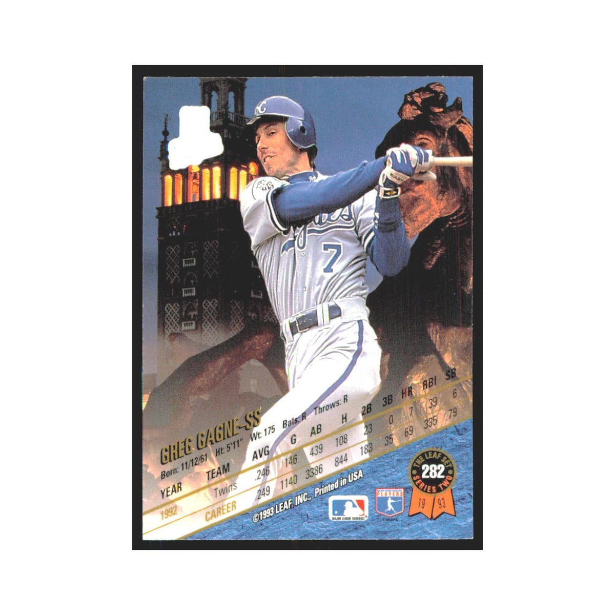 1993 Leaf Greg Gagne Royals #282