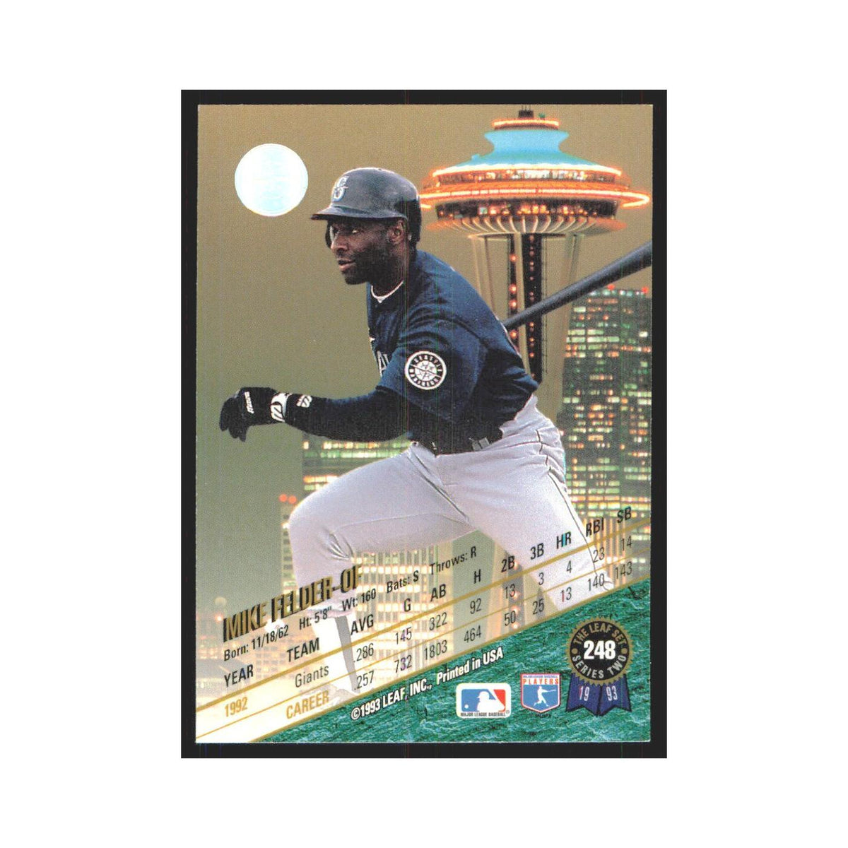 1993 Leaf Mike Felder Mariners #248