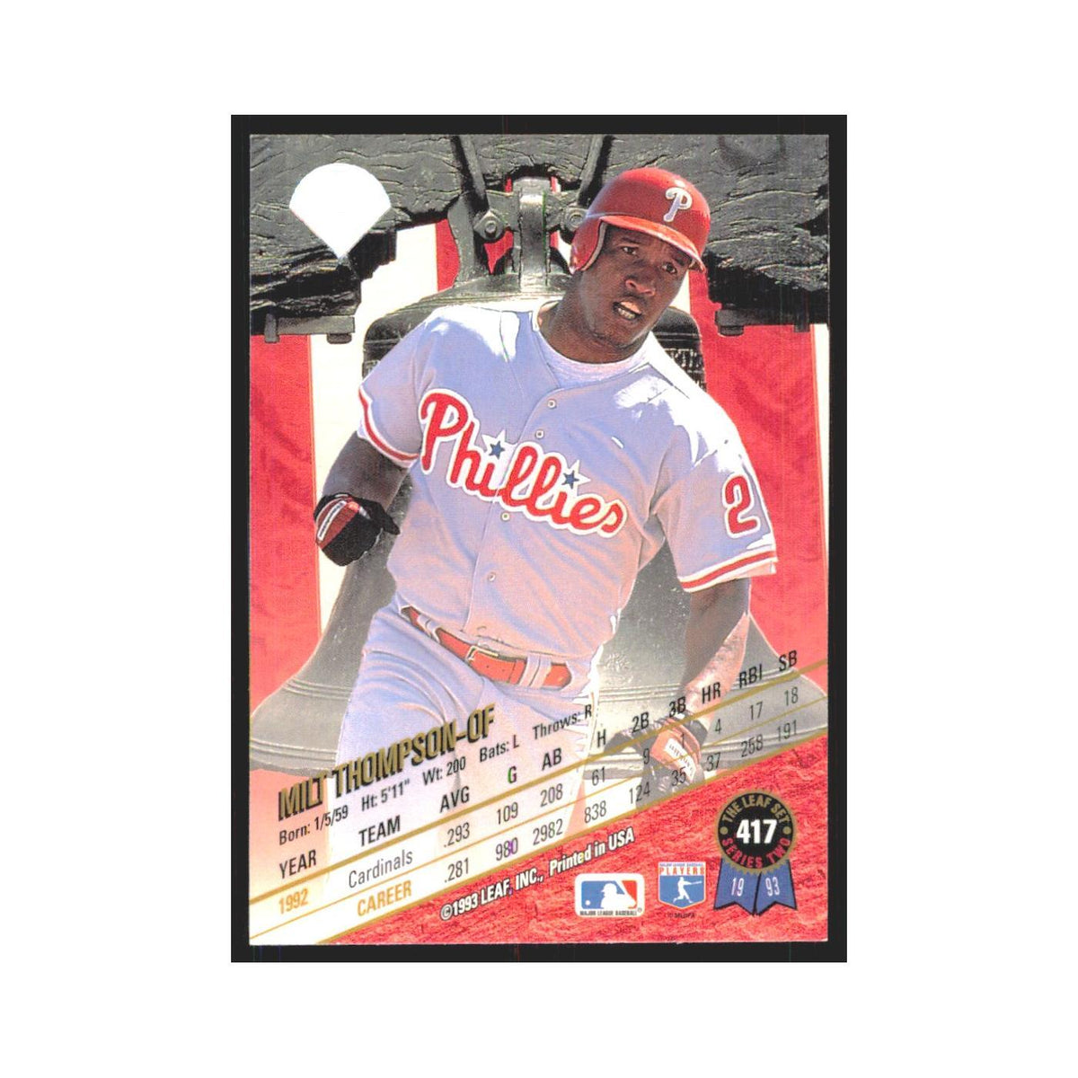 1993 Leaf Milt Thompson Phillies #417