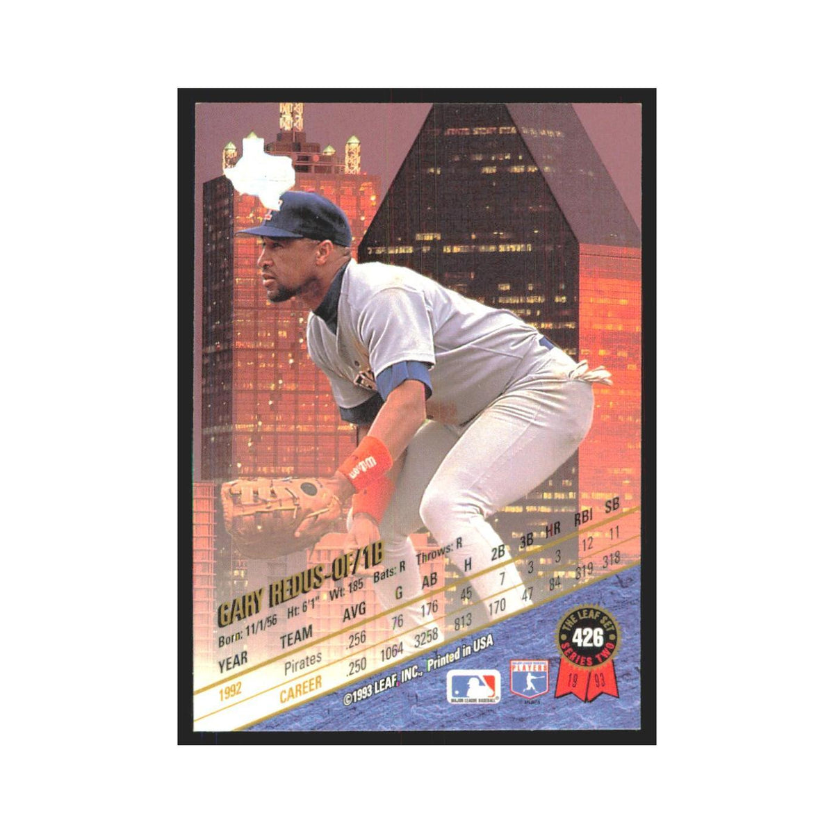 1993 Leaf Gary Redus Rangers #426
