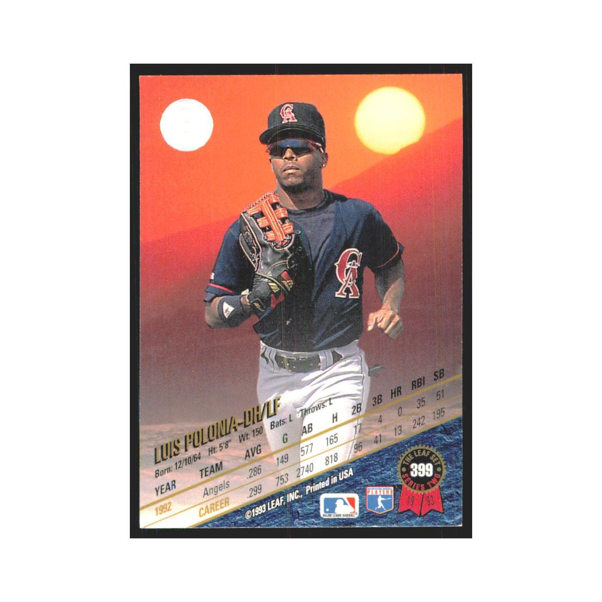 1993 Leaf Luis Polonia Angels #399