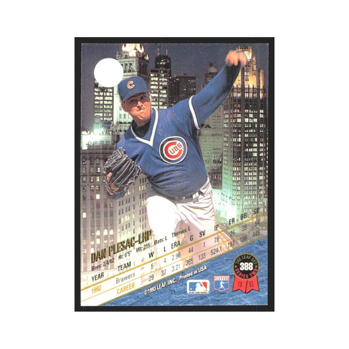 1993 Leaf Dan Plesac Cubs #388