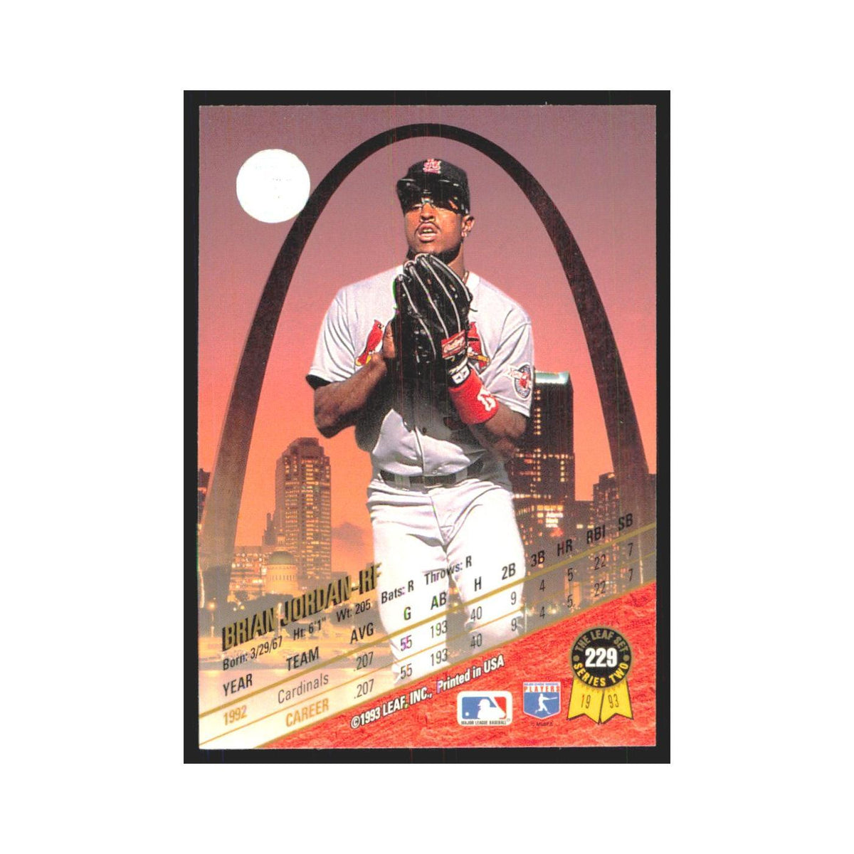 1993 Leaf Brian Jordan Cardinals #229