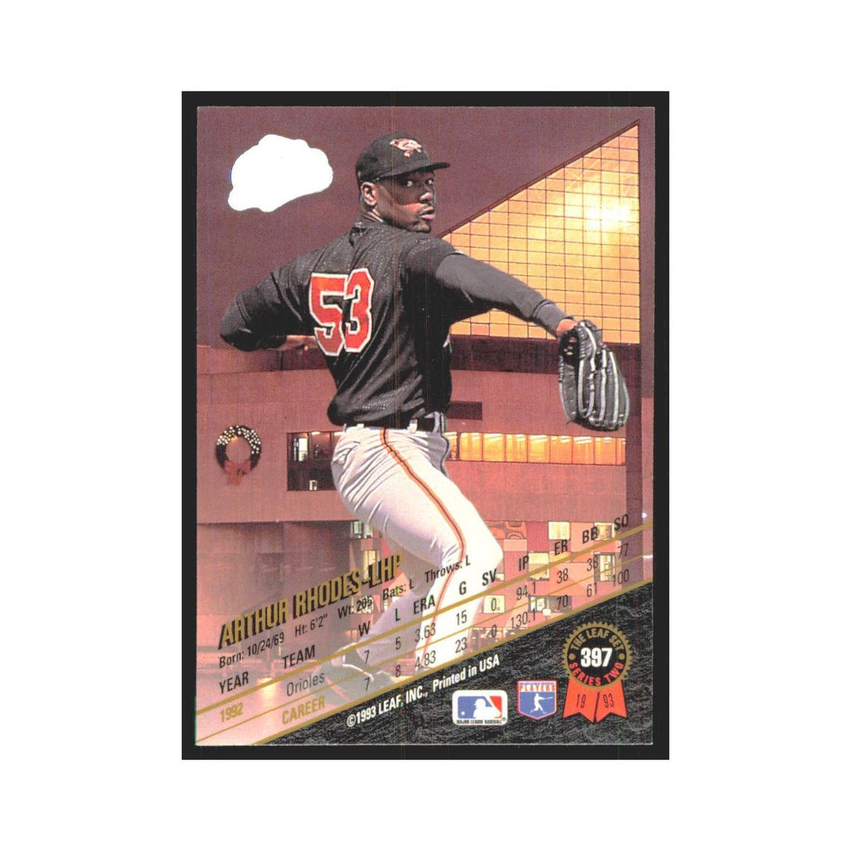 1993 Leaf Arthur Rhodes Orioles #397